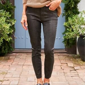 Frank & Eileen Sligo Skinny Jean Italian Waxed Denim Gold Glitter Charcoal 29